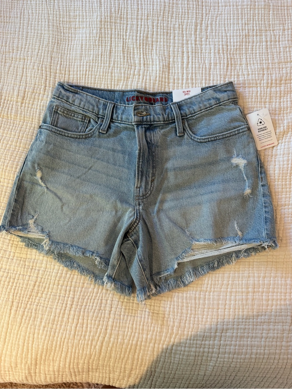 Lucky Brand Faded Light Blue Denim Cutoff Shorts